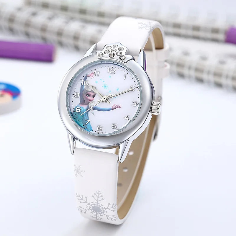 Stylish children's accessory: Frozen Princess Elsa watch with comfortable leather band, perfect for young girls.