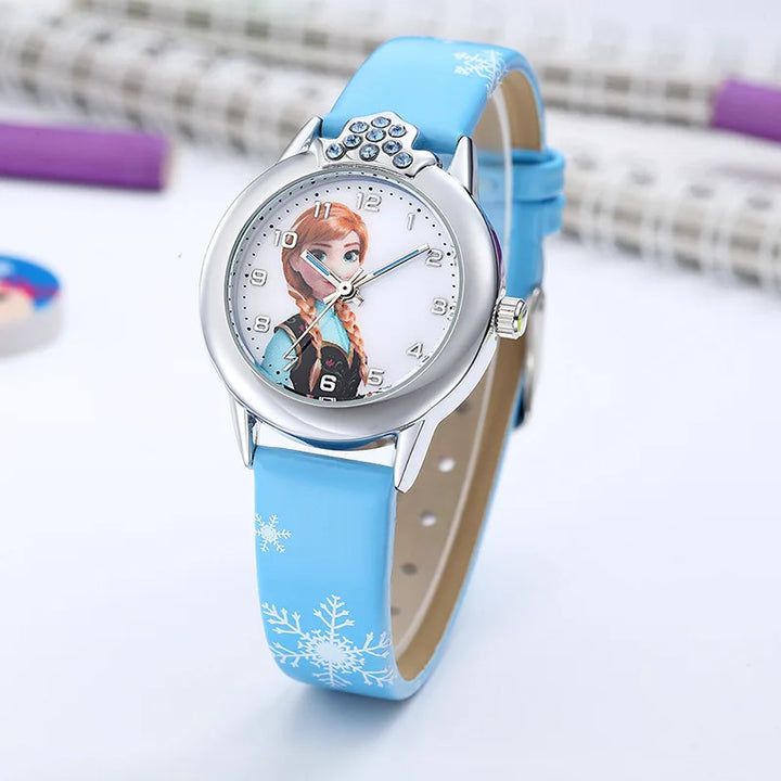 Durable kids' Frozen Princess Elsa watch, featuring a comfortable leather band and beloved character design.