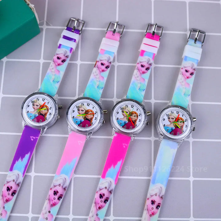 Bright silicone strap kids' watch, glow-in-dark feature. Fun time teacher for young boys & girls.