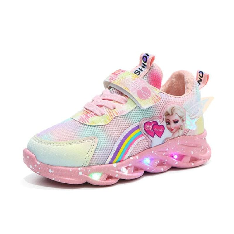 Kids' GlowStride LED sneakers, light-up for fun play, hook-and-loop closure, comfortable children's footwear.