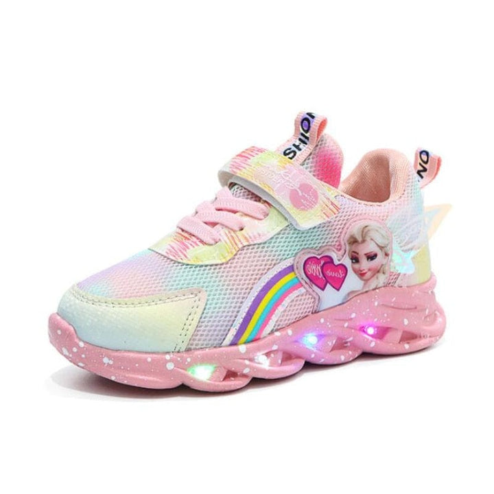 Kids' GlowStride LED sneakers, light-up for fun play, hook-and-loop closure, comfortable children's footwear.