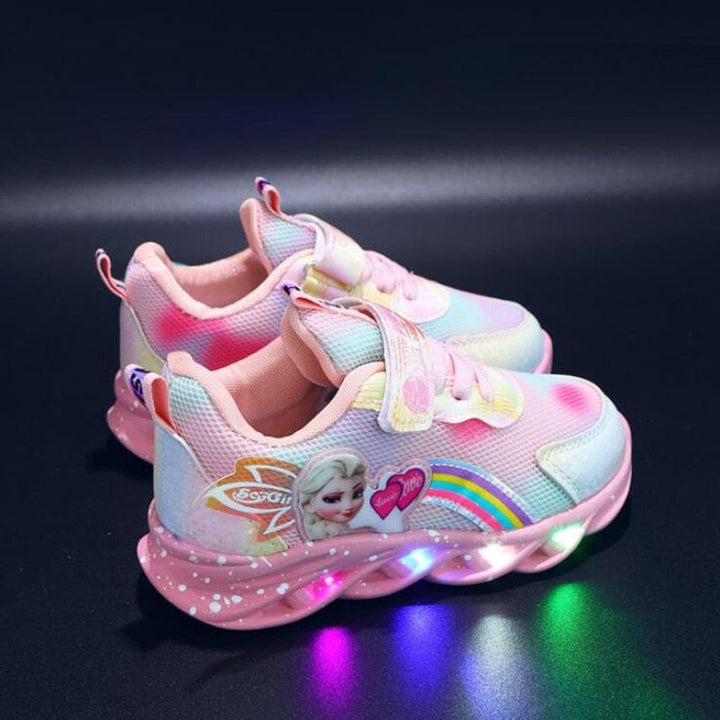 Bright GlowStride LED sneakers for kids, comfortable, light-up activewear, easy hook-and-loop for young explorers.