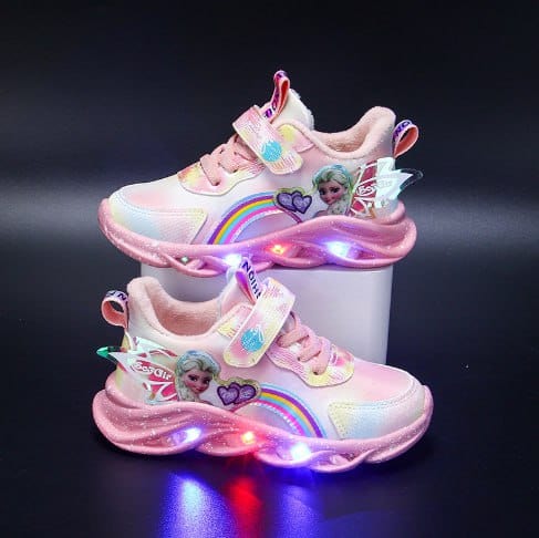 Active kids' GlowStride light-up sneakers, comfortable LED footwear for playful adventures, hook-and-loop design.