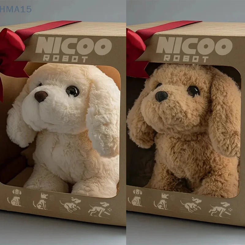 Walking & barking robotic puppy toy for children, realistic electronic AI pet.