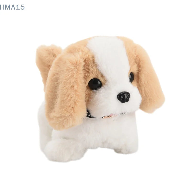 Realistic AI pet robotic puppy for kids, barks, walks, interactive electronic toy.