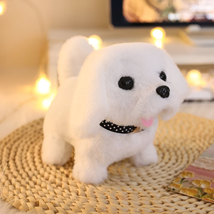 Kids' interactive robotic puppy toy with realistic sounds, a fun electronic companion pet for children. Great gift.