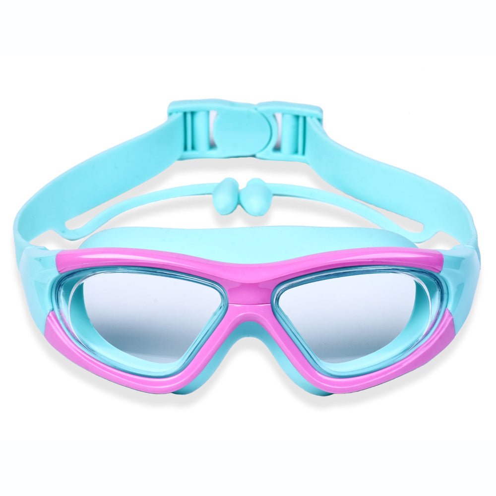 Kids' anti-fog swim goggles providing clear underwater vision for young explorers and swimming lessons.