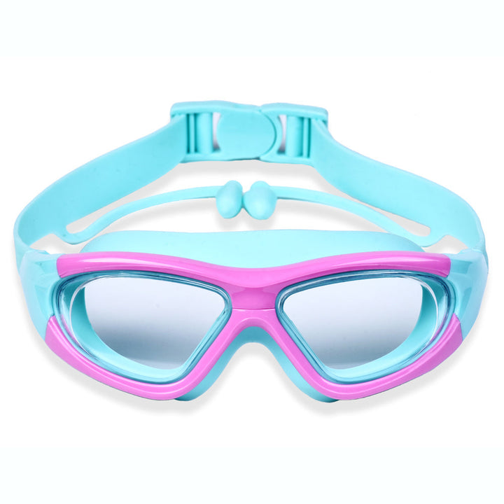 Kids' anti-fog swim goggles providing clear underwater vision for young explorers and swimming lessons.