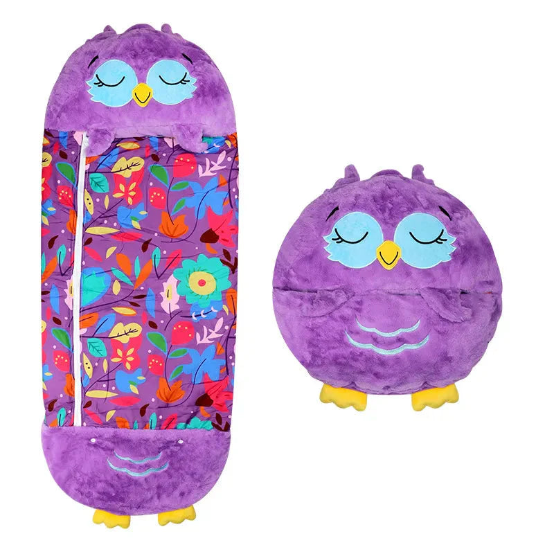 Pink unicorn plush animal sleeping bag, soft children's bedding & cuddle toy, perfect travel bed for kids.