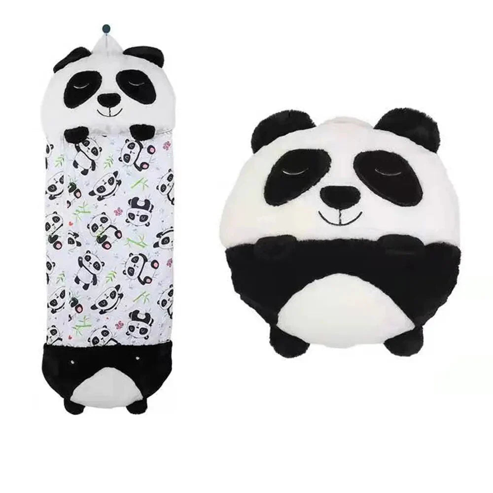 White bunny plush animal sleeping bag for kids, 2-in-1 cuddle buddy and napping mat.