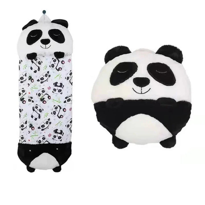 White bunny plush animal sleeping bag for kids, 2-in-1 cuddle buddy and napping mat.