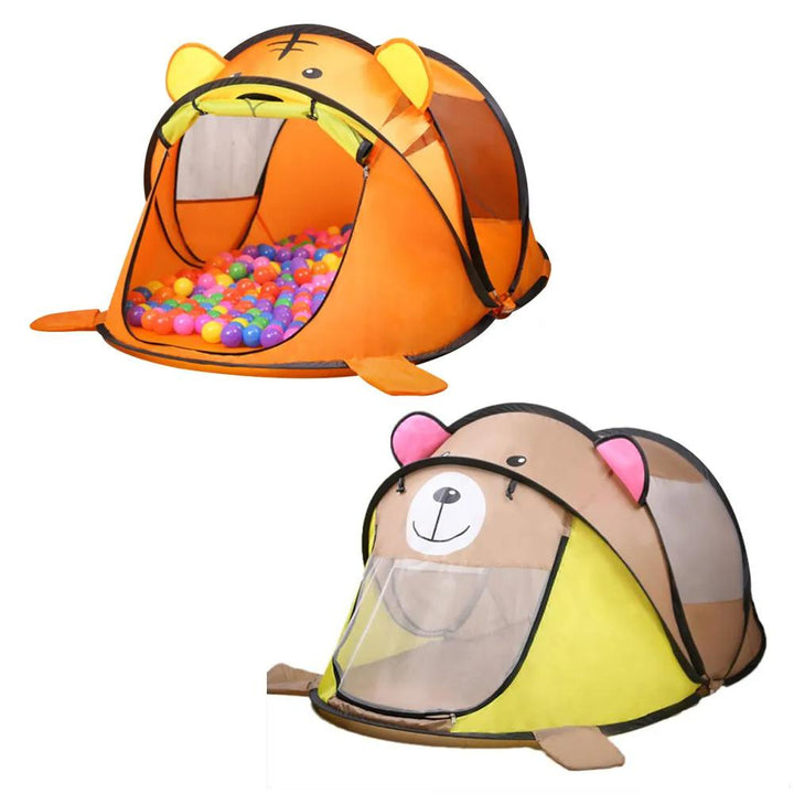 Vibrant pop-up cartoon play tent offering quick setup for kids' indoor activities & outdoor adventures.