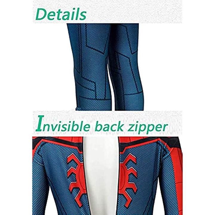 Child in a dynamic pose wearing a red Spider Hero costume, ready for superhero imaginative play & fun.