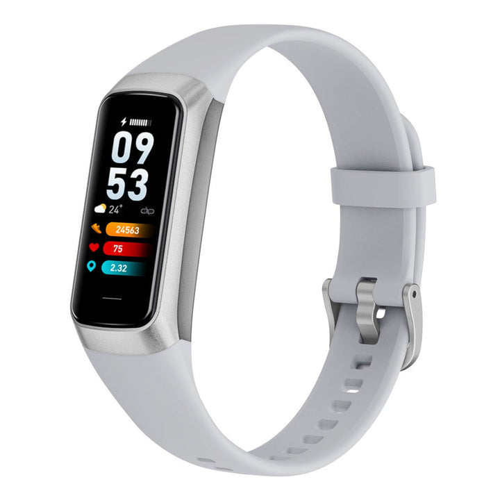 Water-resistant kids' smartwatch with durable silicone band, sleep tracker, and smart notifications for active children.