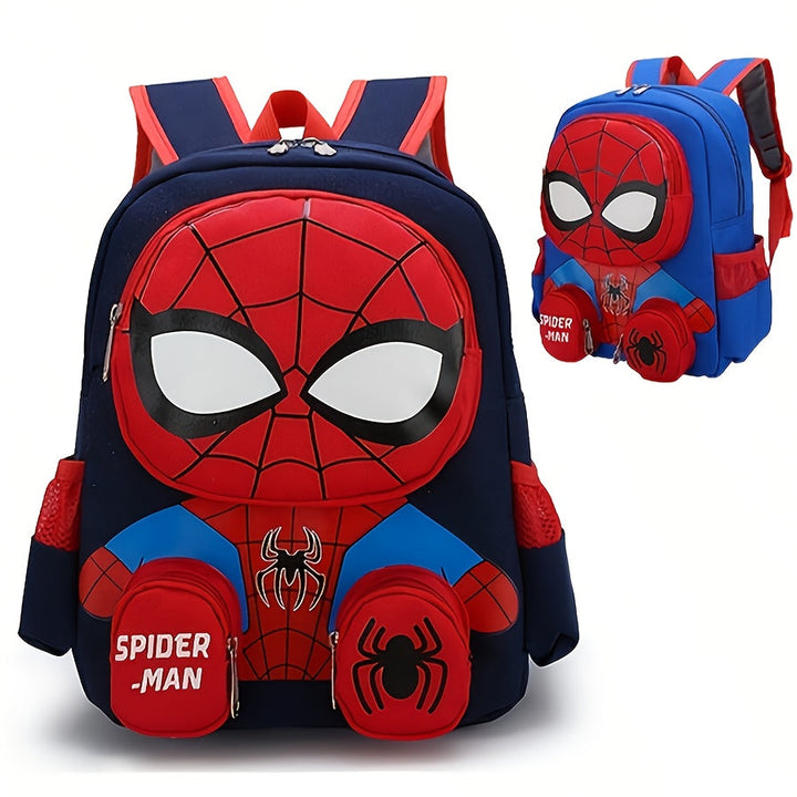 Kids' Spider-Man large capacity backpack in dark blue, perfect for school & adventures. Durable boys/girls school bag.