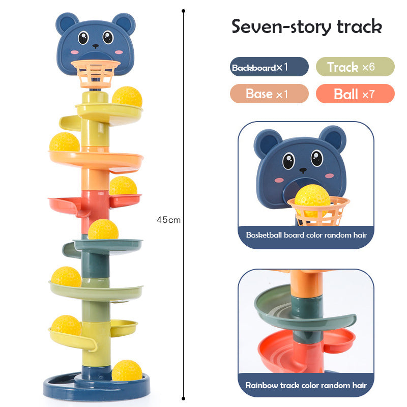 Engaging Kids' Swirling Ball Drop Tower, a plastic activity toy for preschool learning & developing motor skills.