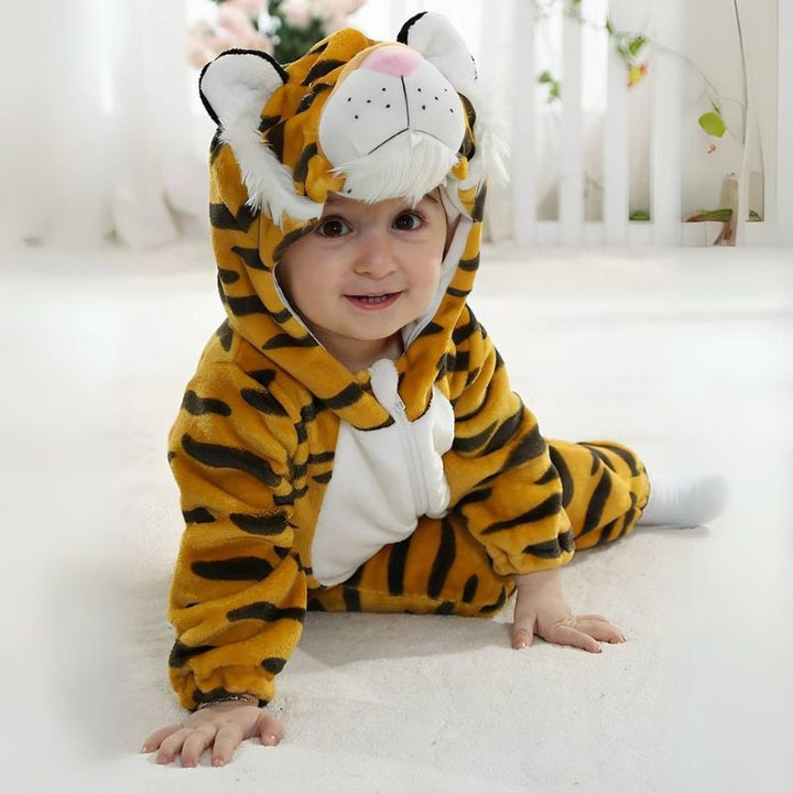 Children's cozy dinosaur (dino) animal onesie jumpsuit. Fun & easy wear for play outfits or comfy sleep.