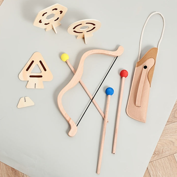 Ideal children's gift: a safe, fun, and educational wooden bow & arrow set for imaginative outdoor play.
