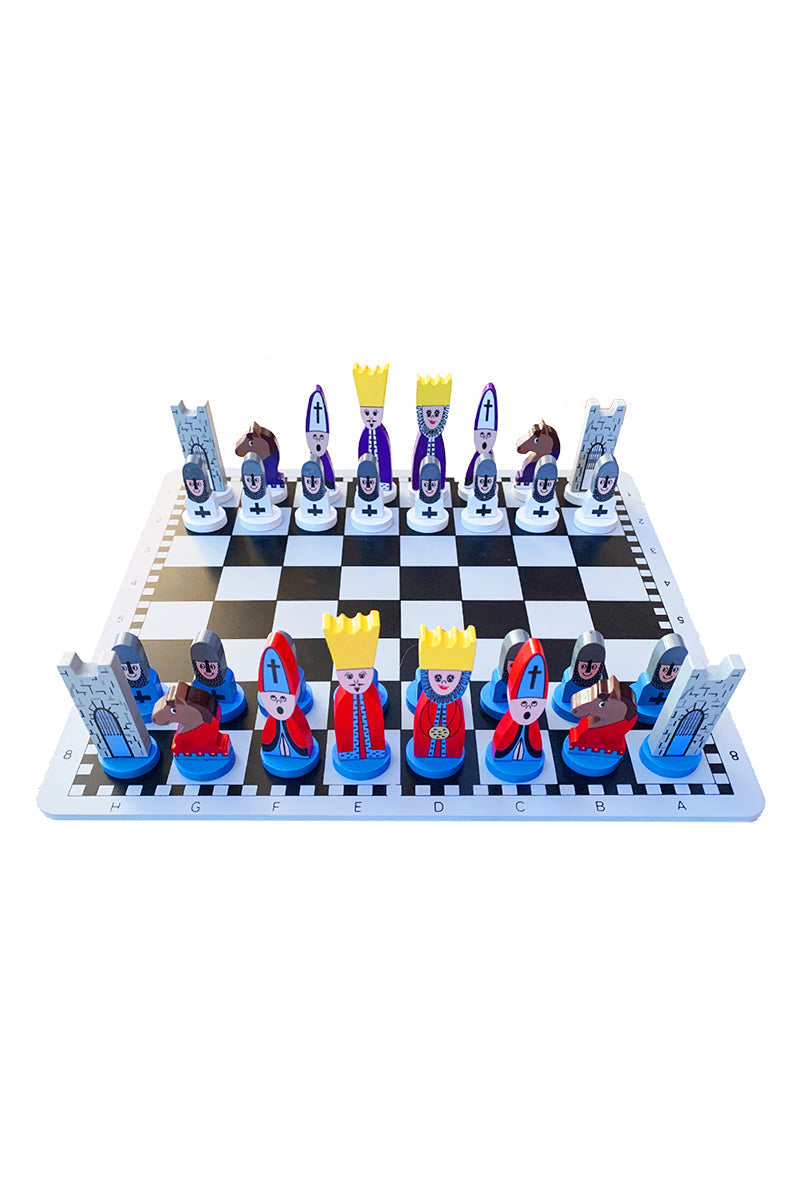 Kids wooden chess set, classic strategy board game for children's brain development & family fun.