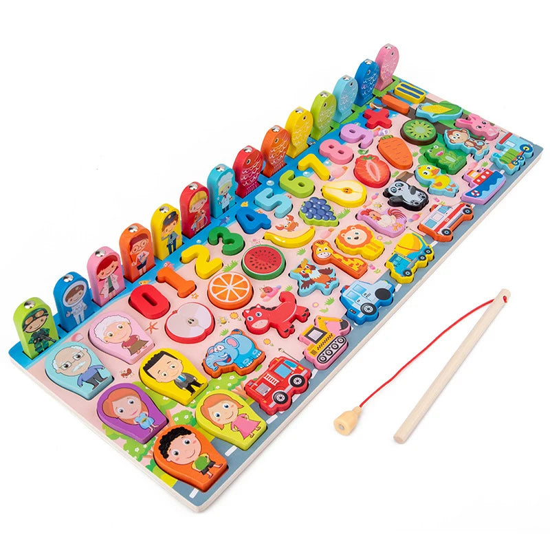 Kids' wooden Montessori digital matching puzzle toy, promoting early math skills & fine motor development for toddlers.