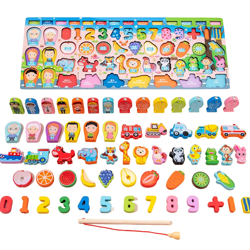 Educational wooden Montessori puzzle toy for kids, teaching number recognition & matching skills in early childhood.