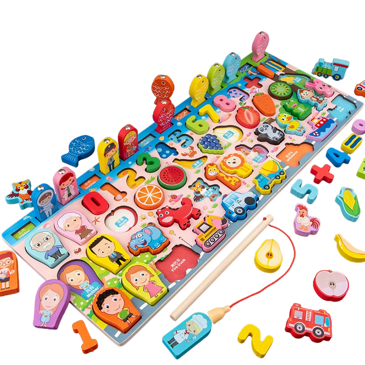 Montessori wooden digital matching puzzle, ideal for kids' skill development, early learning, and educational play.
