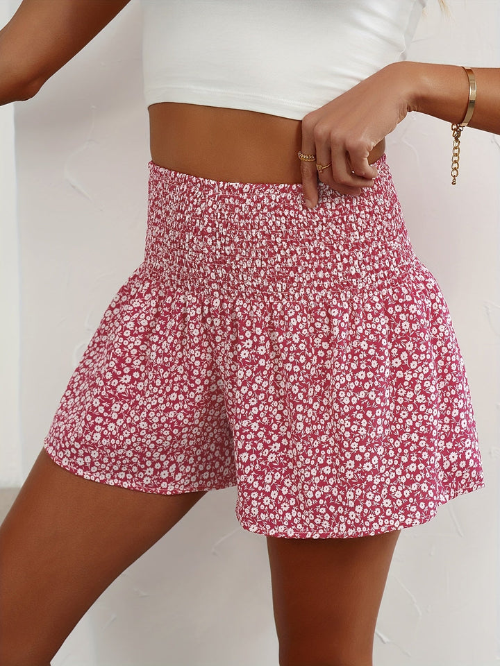 Lightweight women's floral shorts, ideal for summer fashion & vacation outfits.