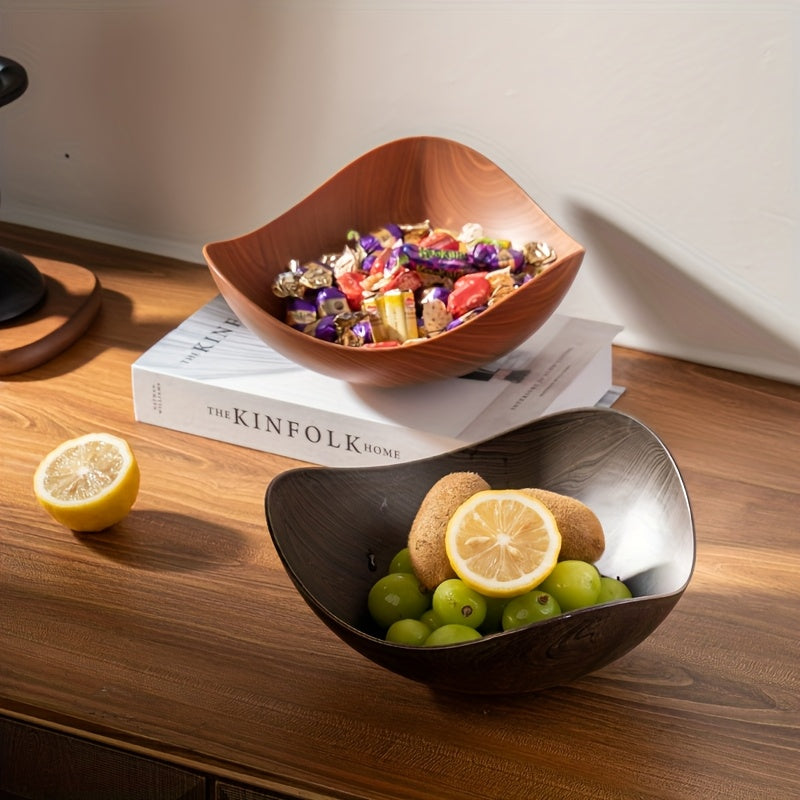 Wood look fruit bowl: a modern, practical serving dish for your kitchen & home decor.