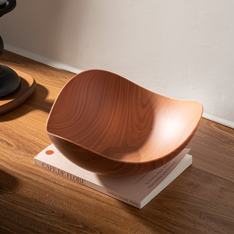 Stylish wood look fruit bowl for kitchen & dining. Perfect as a decorative snack bowl.