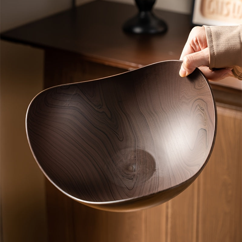 Modern wood look fruit bowl for kitchen countertops. Stylish & practical home decor.