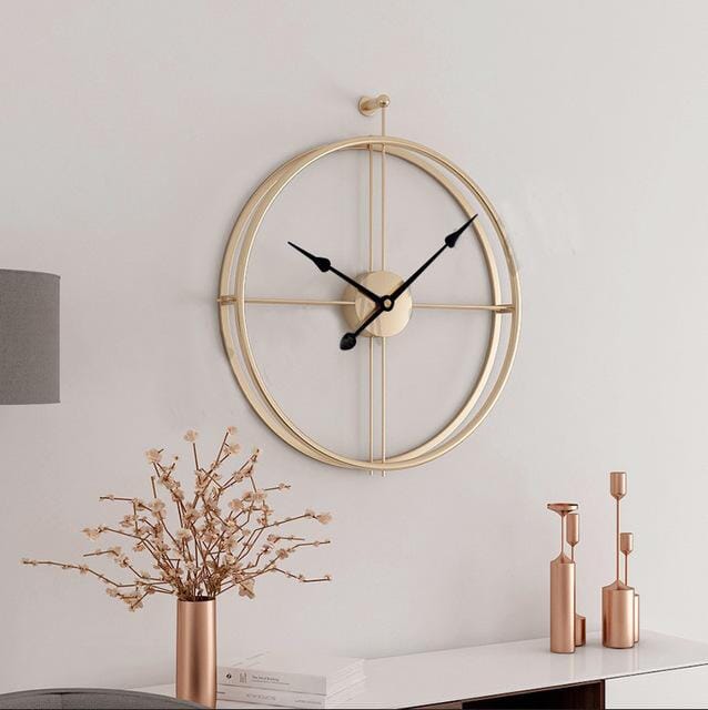 Elegant large metal geometric wall clock, a stylish modern home accent.