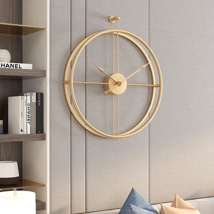 Sleek large geometric metal wall clock, silent modern decor for office or bedroom.