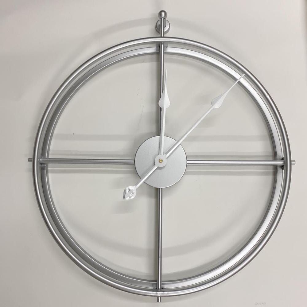 Large geometric metal silent wall clock, modern home decor for any room.