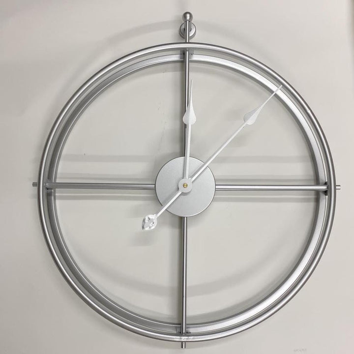 Large geometric metal silent wall clock, modern home decor for any room.