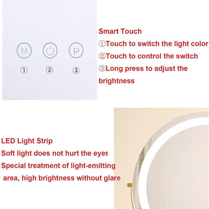 Portable & rechargeable LED vanity mirror with touch control, ideal for on-the-go makeup.