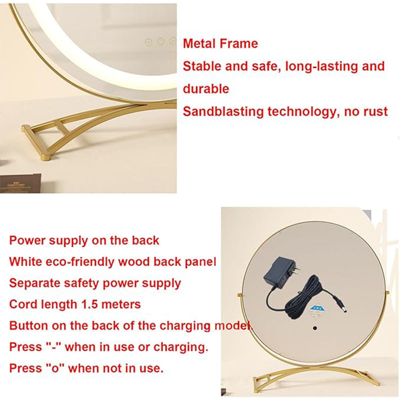 Rechargeable LED cosmetic mirror, designed for portability & effortless smart touch light adjustment.