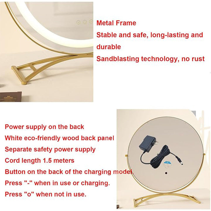 Rechargeable LED cosmetic mirror, designed for portability & effortless smart touch light adjustment.