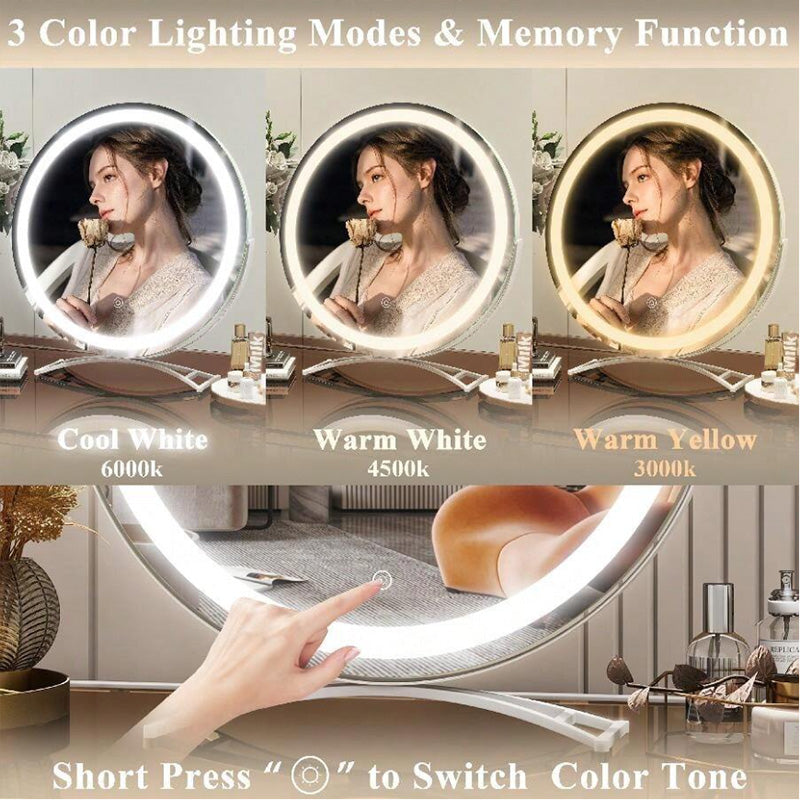 Enhance your beauty routine with this LED lighted vanity mirror, featuring intuitive touch control.