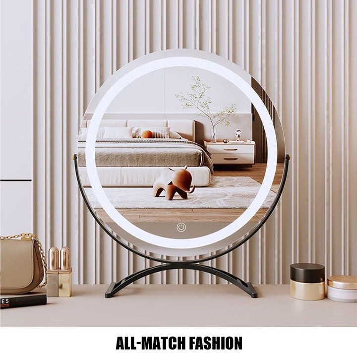 Sleek LED light up mirror with smart touch dimmer, perfect for flawless makeup application.