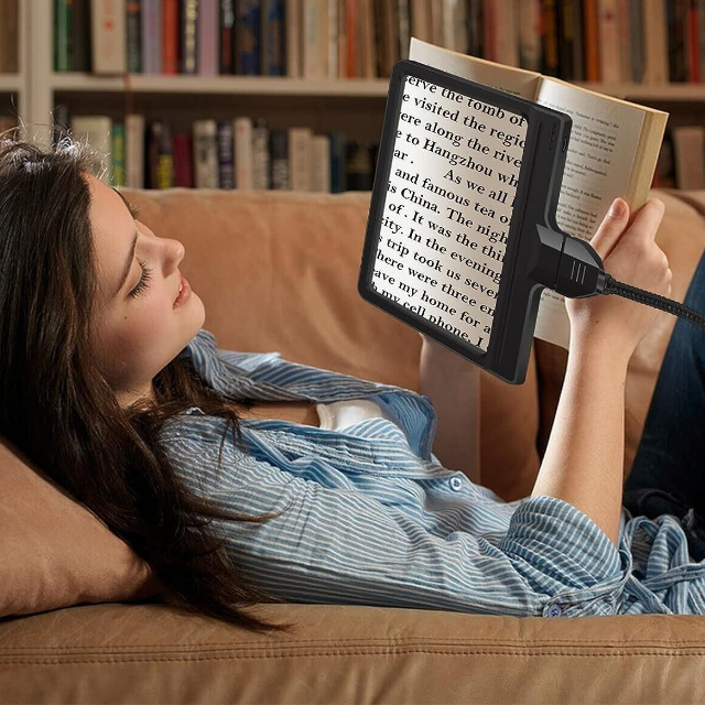 LED Magnifying Floor Lamp with 5X glass for reading, hobbies & crafts. Ideal for seniors & low vision.