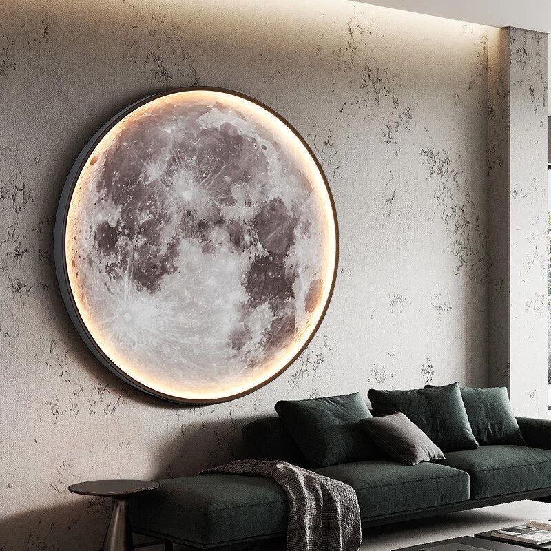 LED Moon Wall Lamp, modern decorative lighting fixture for home decor & bedroom aesthetic.