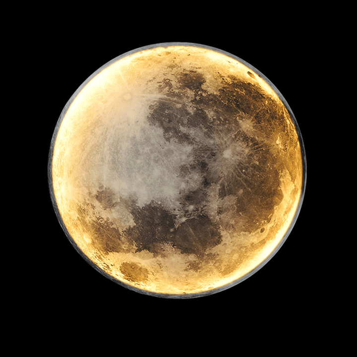Modern LED moon-shaped wall lamp, unique decorative lighting for an aesthetic bedroom ambiance.