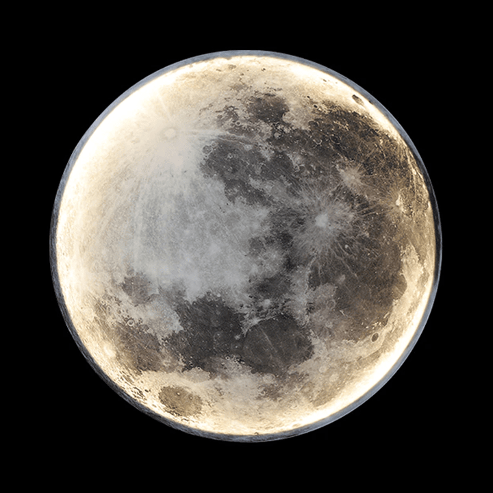 Stylish LED moon wall light, a focal point for modern home decor and bedroom interior design.