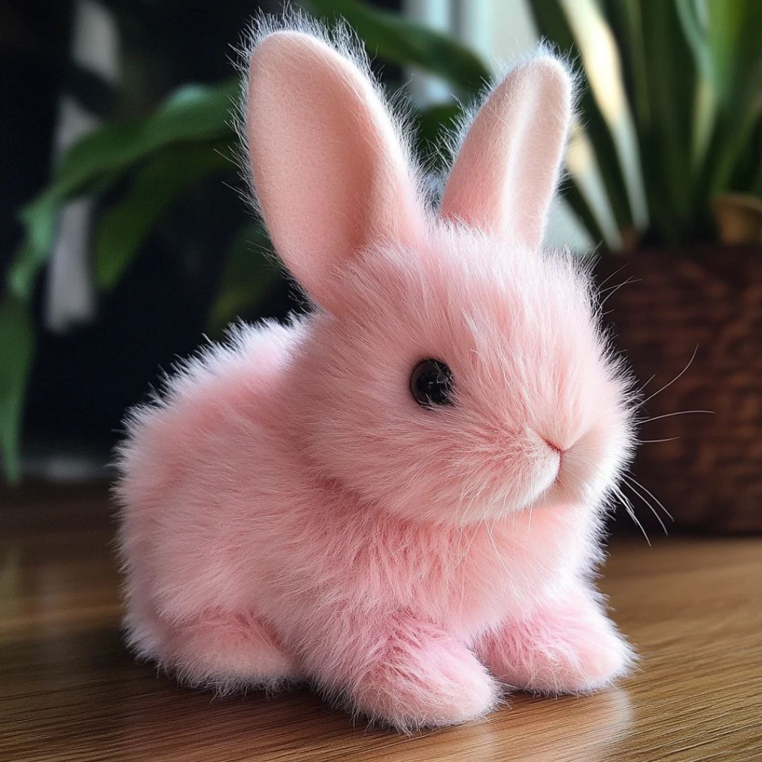 Lifelike plush bunny companion for kids, an interactive and soft cuddly playmate.
