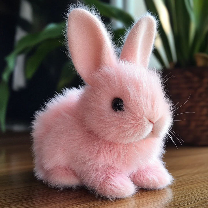 Lifelike plush bunny companion for kids, an interactive and soft cuddly playmate.