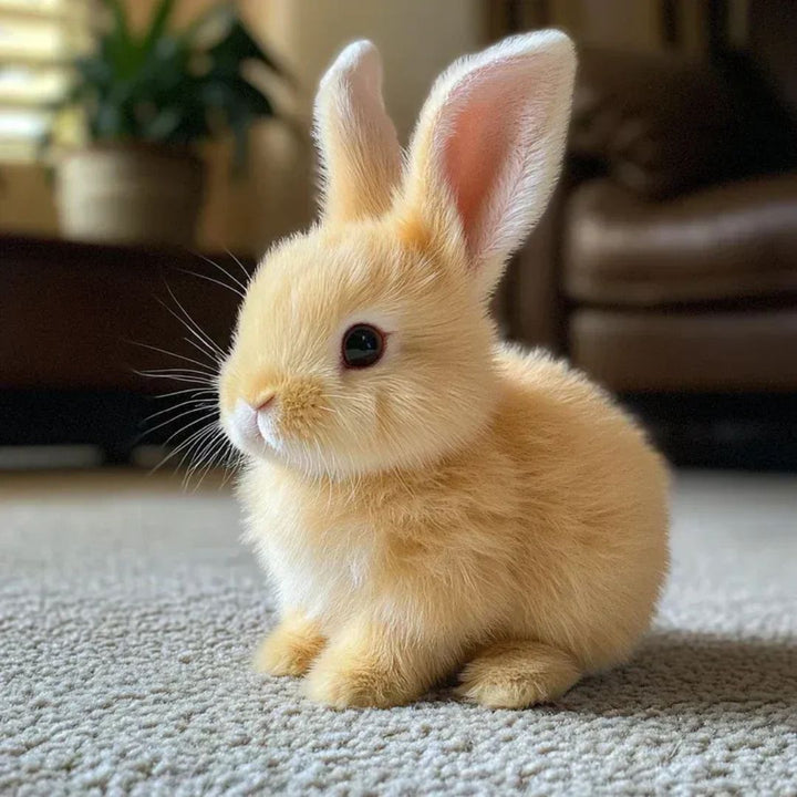 Charming lifelike plush bunny, an interactive and soft cuddly gift for kids and animal lovers.