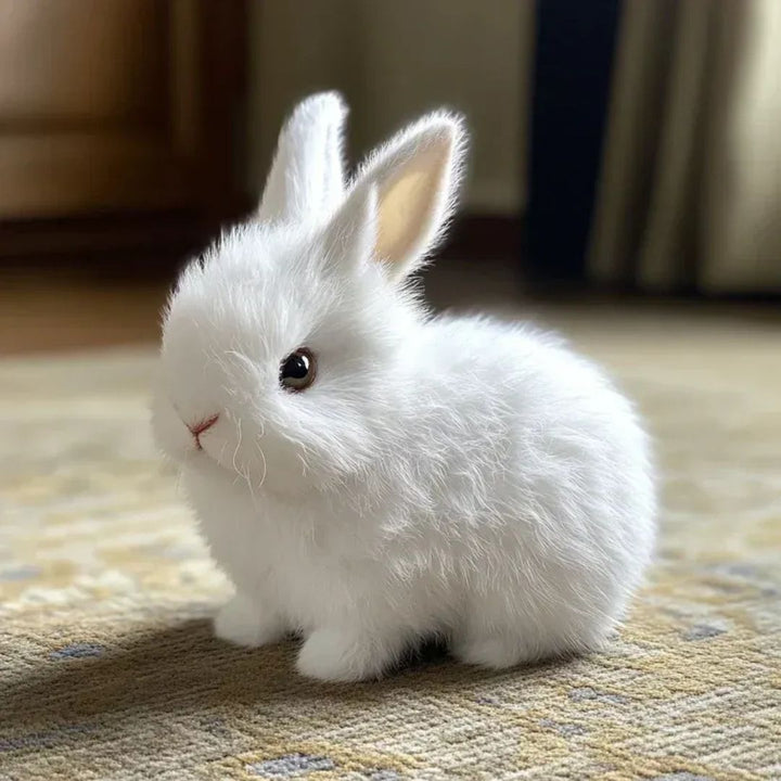 Delightful soft plush bunny, an interactive animal toy that makes a lovely room decoration.