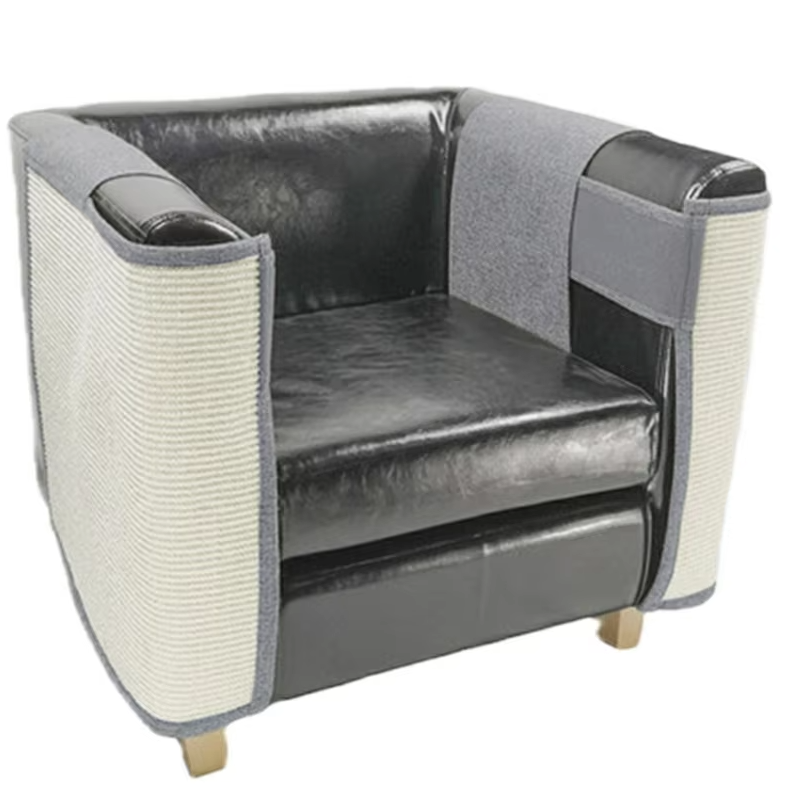 Durable sisal sofa armrest protector, designed to prevent cat scratches.