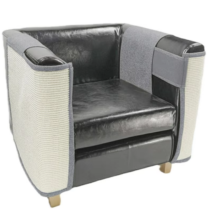 Durable sisal sofa armrest protector, designed to prevent cat scratches.