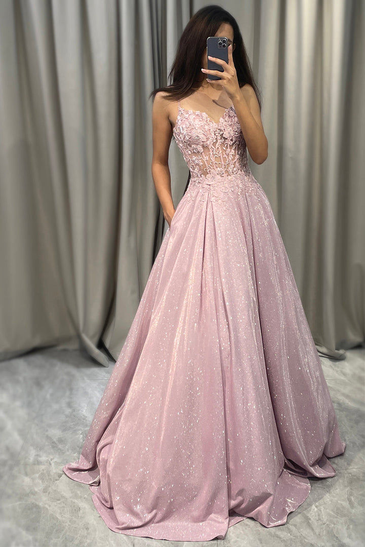 Light pink embellished maxi dress for women, ideal for wedding guest or formal evening events.